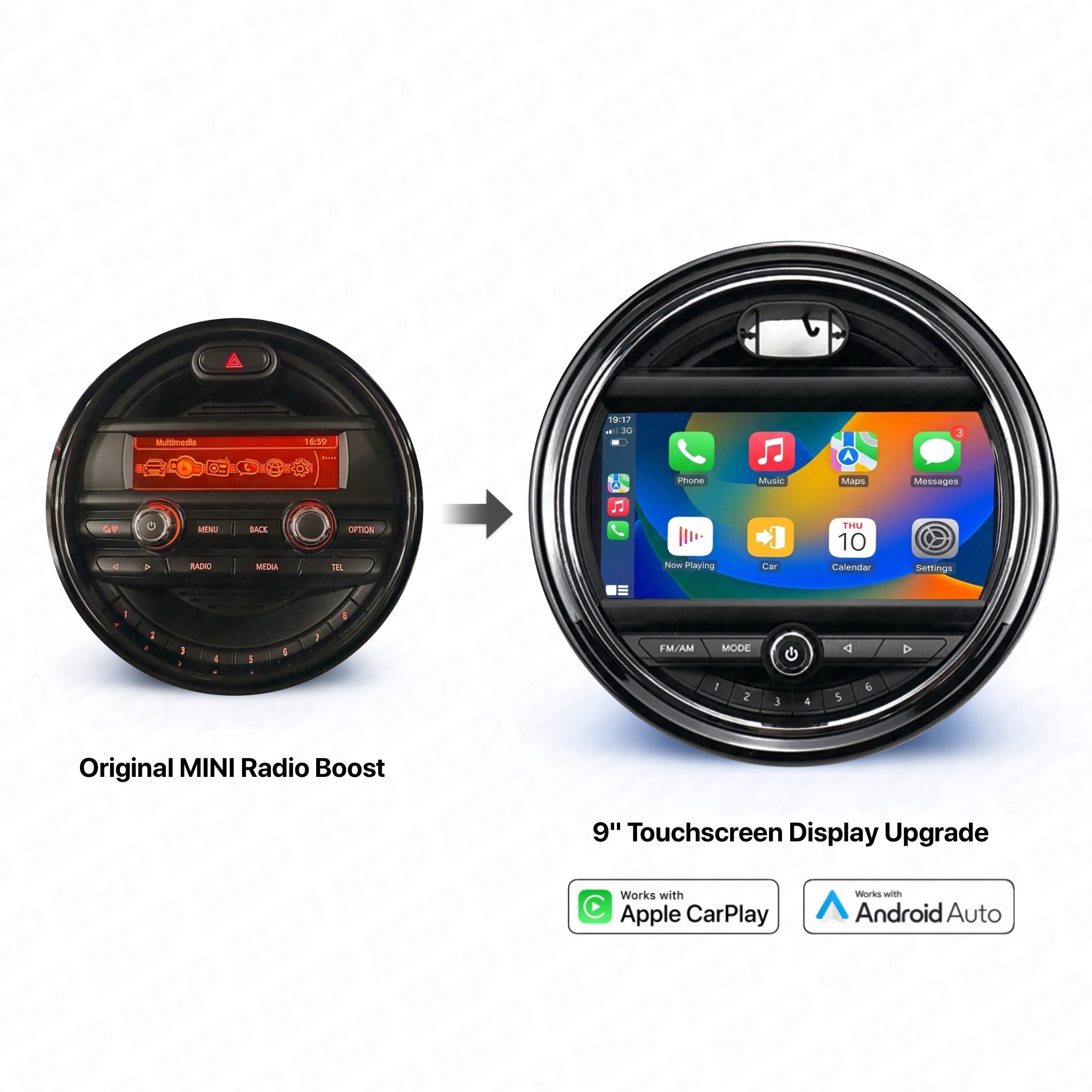 MINI F-Series Touchscreen Display Upgrade with Apple CarPlay & Android Auto SCP Automotive