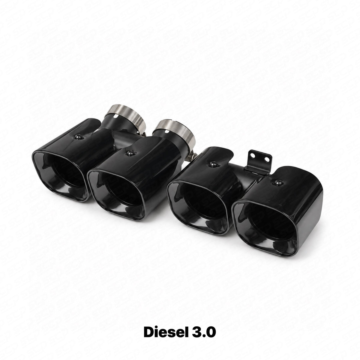 Land Rover Defender L663 Square Black Chrome Exhaust Tips SCP Automotive