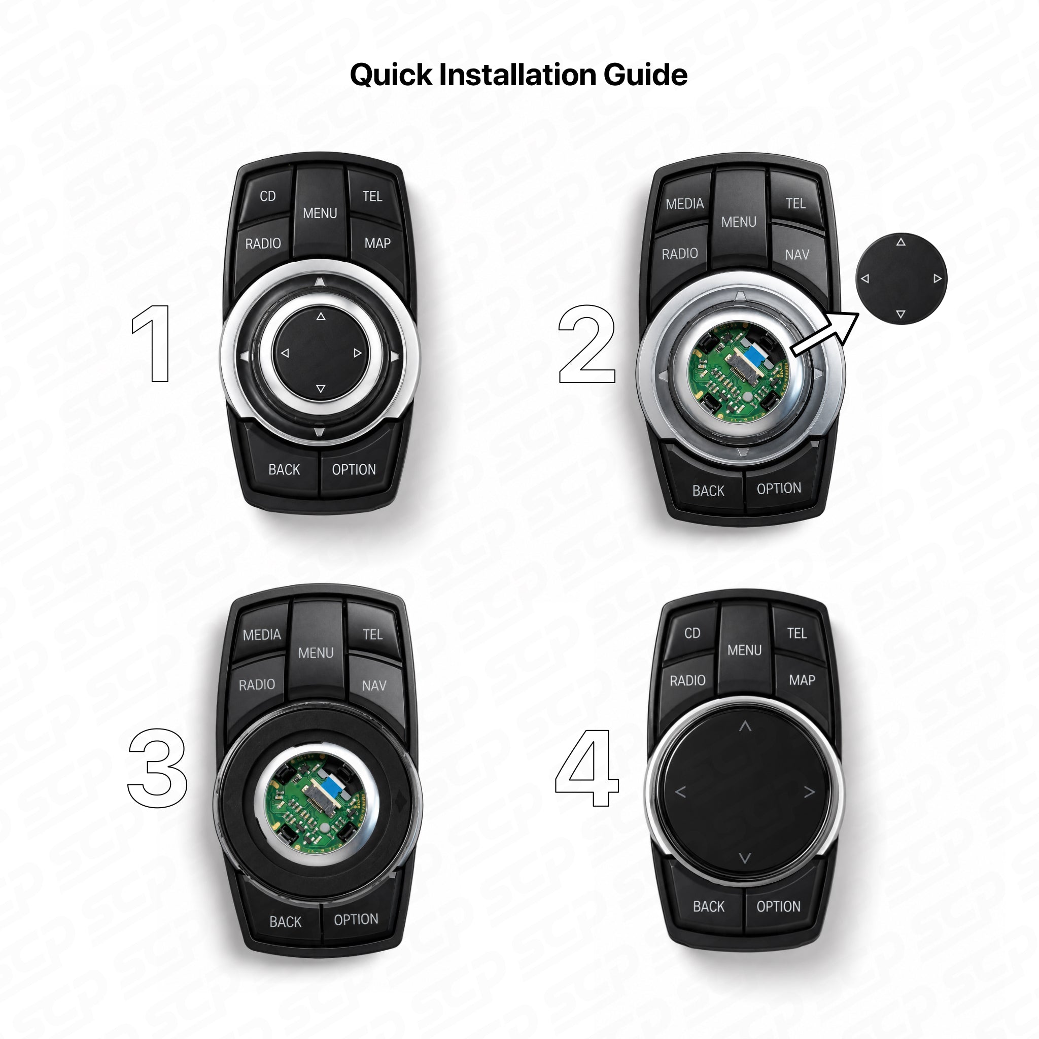BMW Black Chrome iDrive Controller Button SCP Automotive