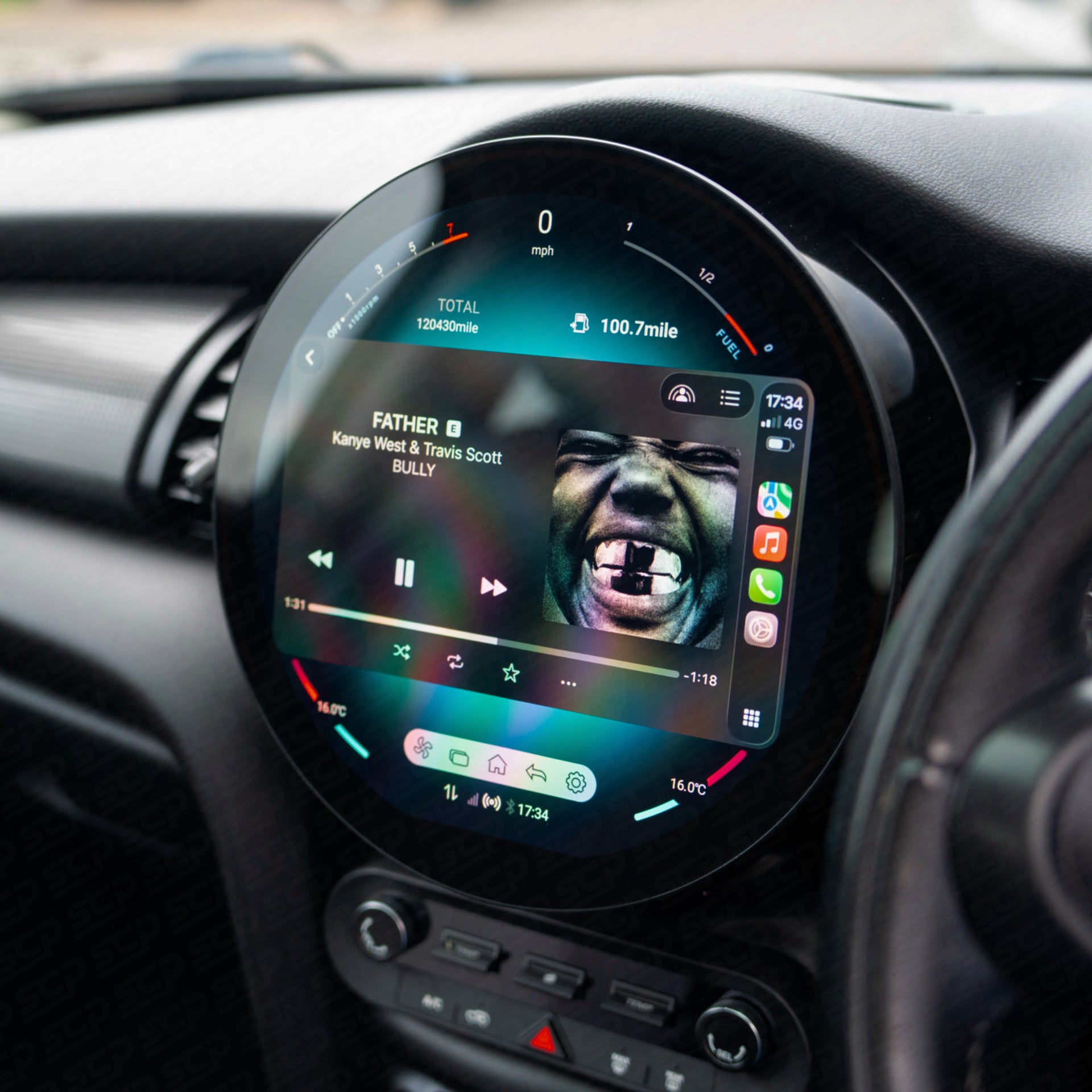 MINI F-Series Circular Touchscreen Display Upgrade with Apple CarPlay & Android Auto
