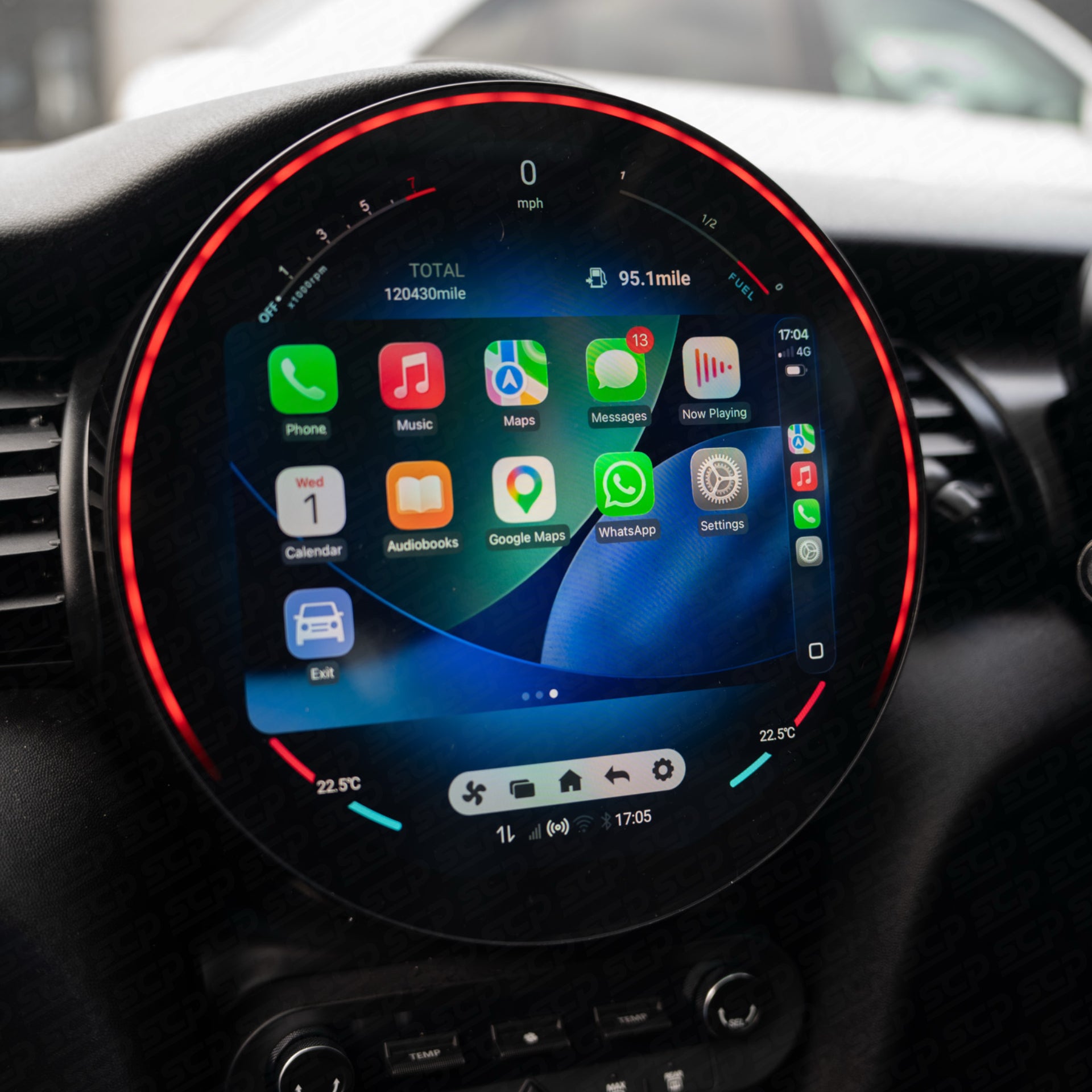 MINI F-Series Circular Touchscreen Display Upgrade with Apple CarPlay & Android Auto