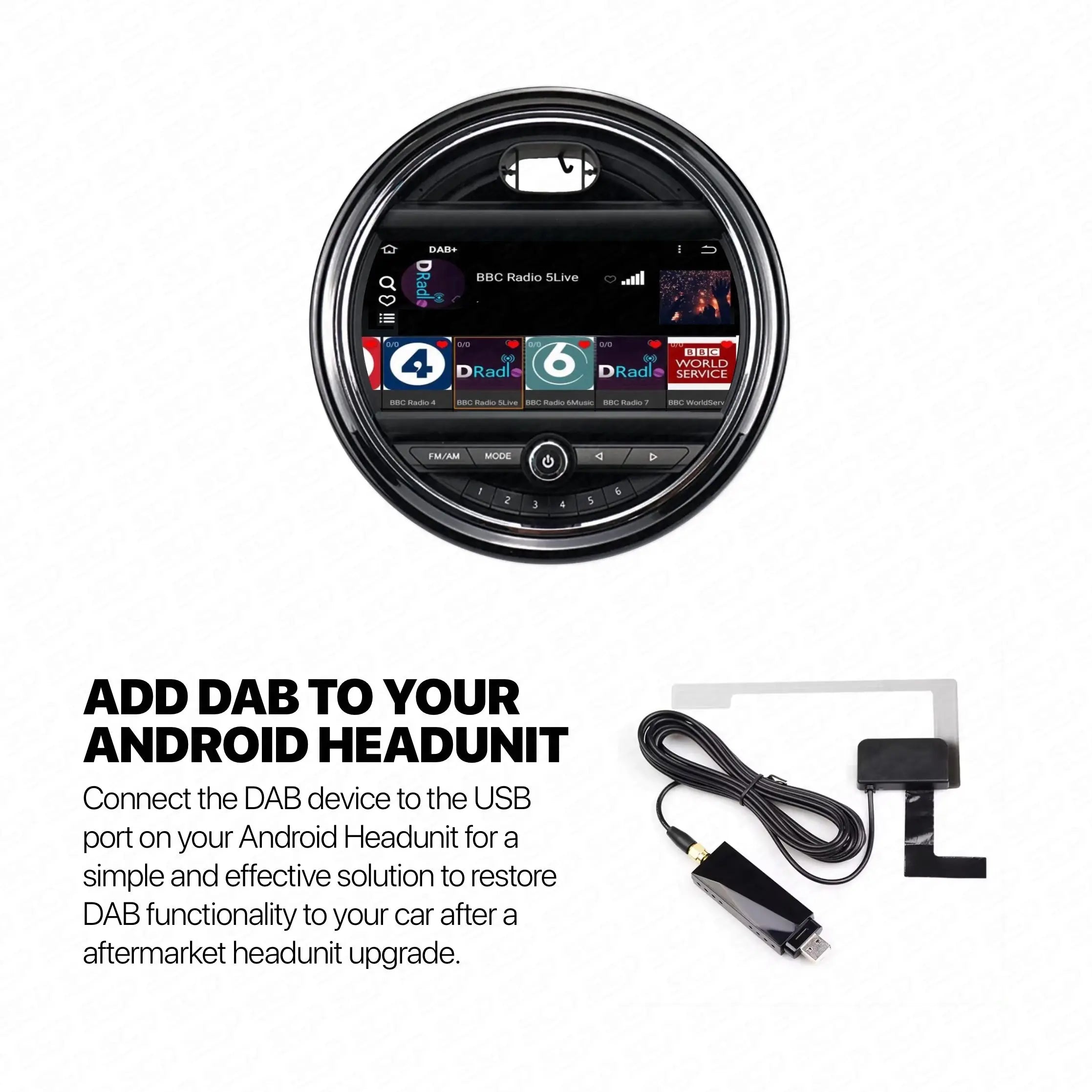 DAB+ Radio Antenna Receiver USB Device for Android Headunit SCP Automotive