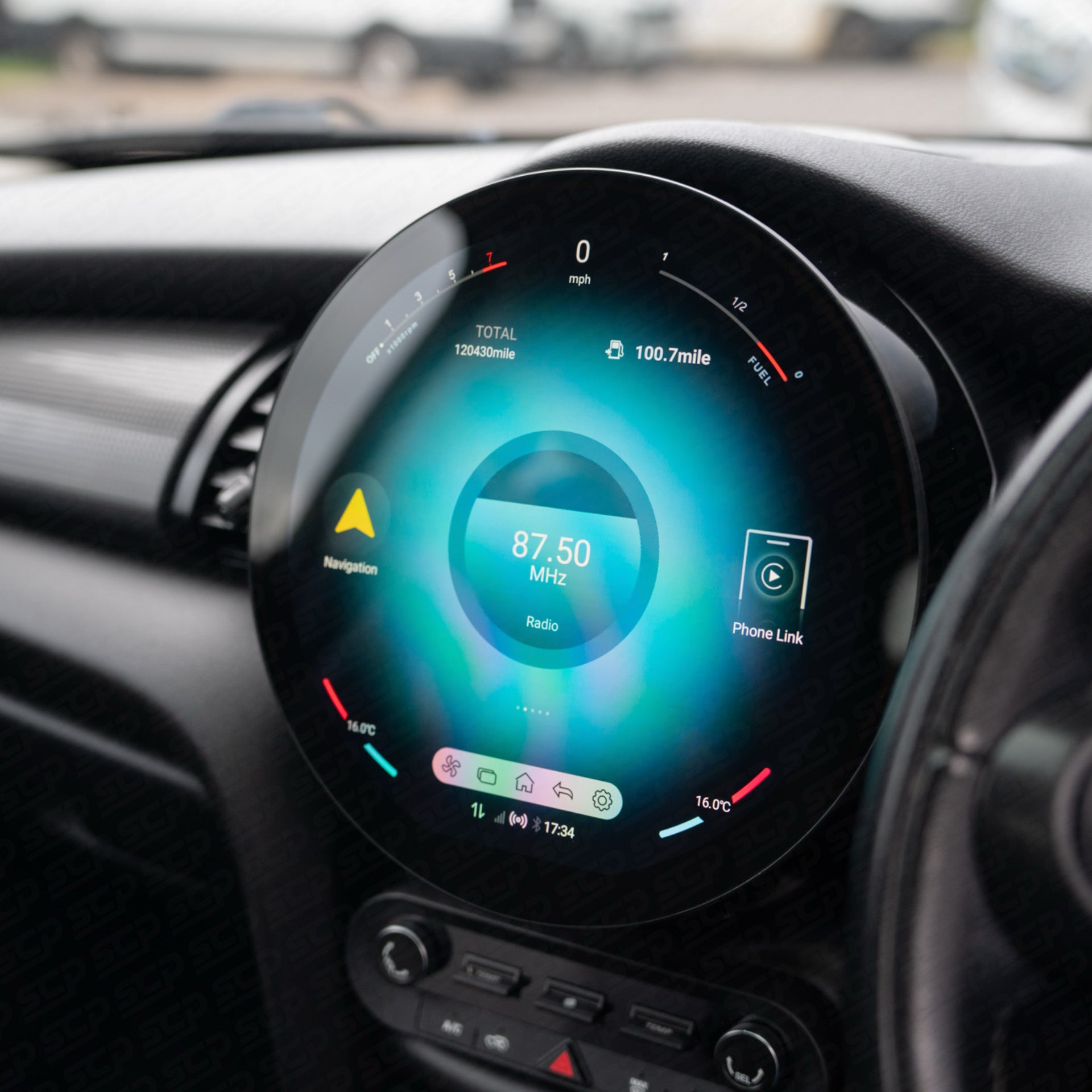 MINI F-Series Circular Touchscreen Display Upgrade with Apple CarPlay & Android Auto