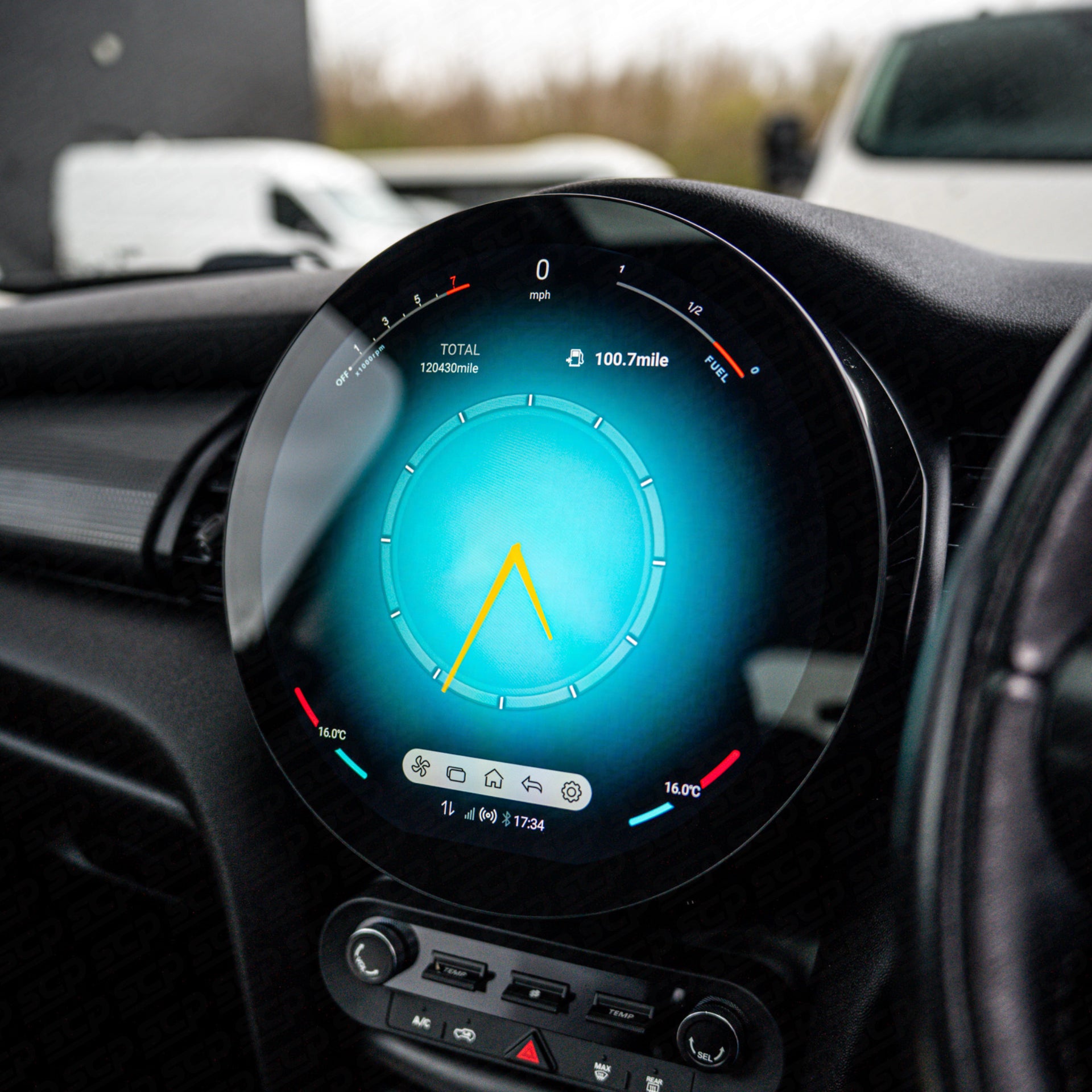 MINI F-Series Circular Touchscreen Display Upgrade with Apple CarPlay & Android Auto