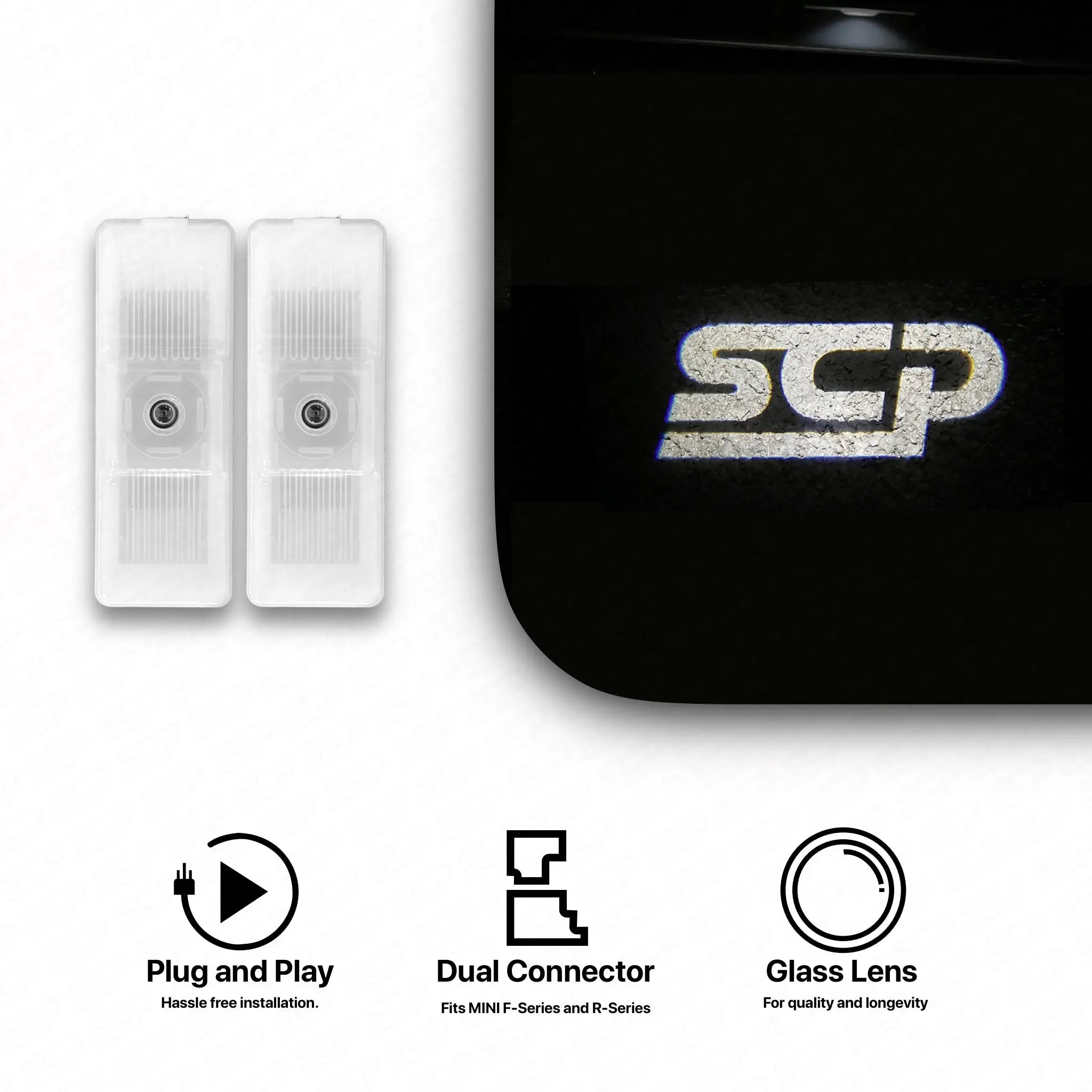 LED Door Projector (Pair) - SCP Logo SCP Automotive