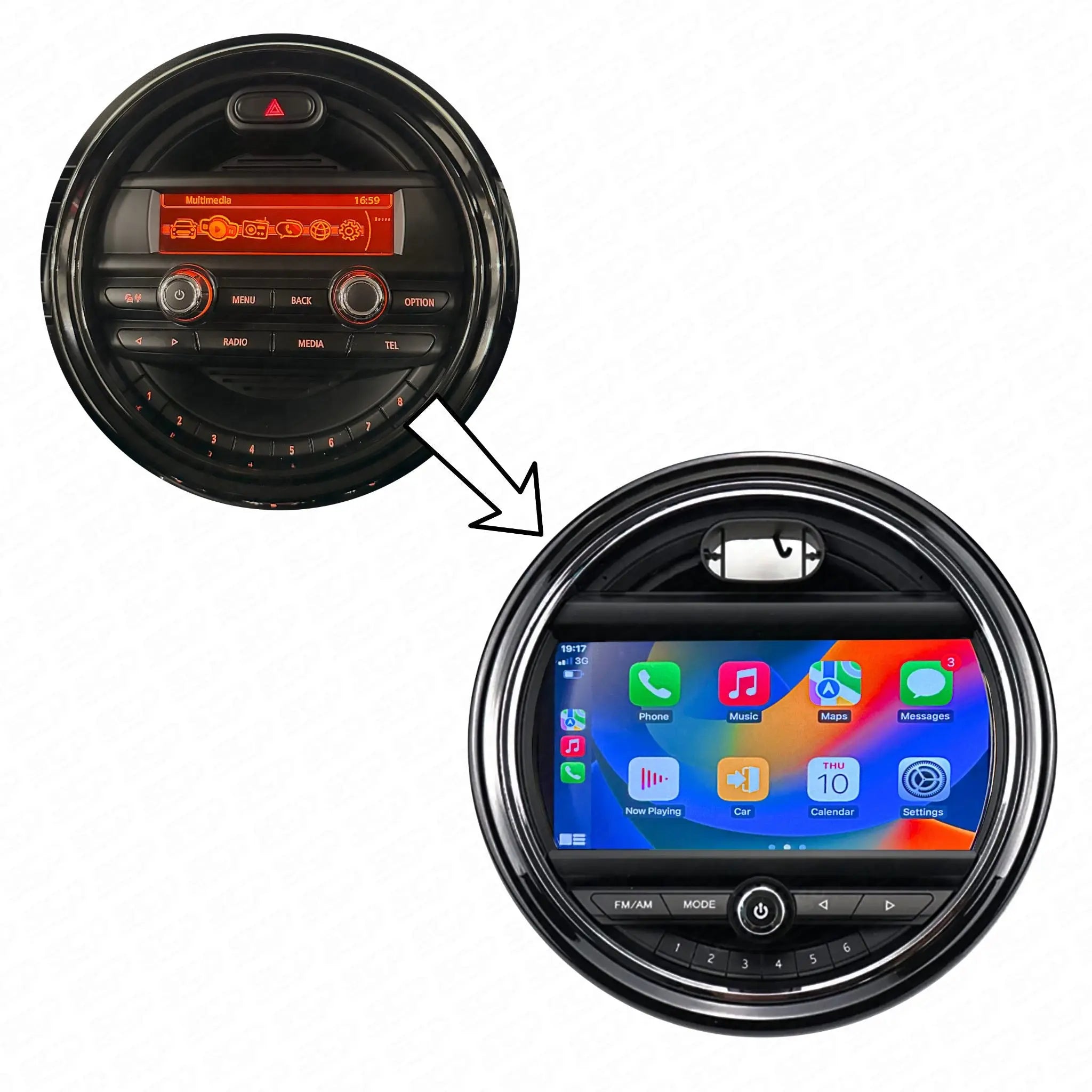 MINI F-Series Android Display Upgrade - Android Auto and Apple CarPlay SCP Automotive NBT-2014-2018-Orange-Radio-Boost