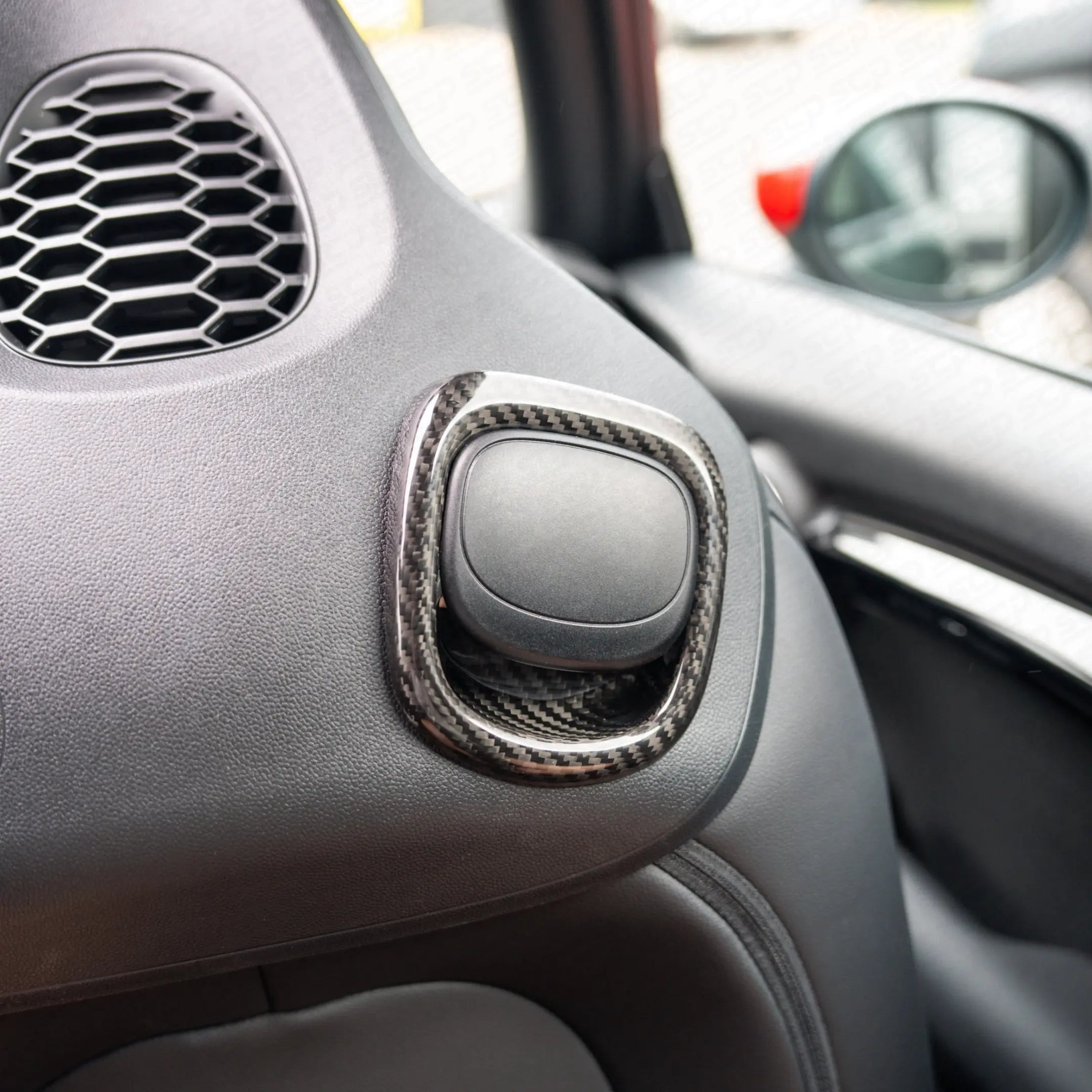 MINI F-Series JCW Carbon Fibre Seat Release Handle Cover SCP Automotive