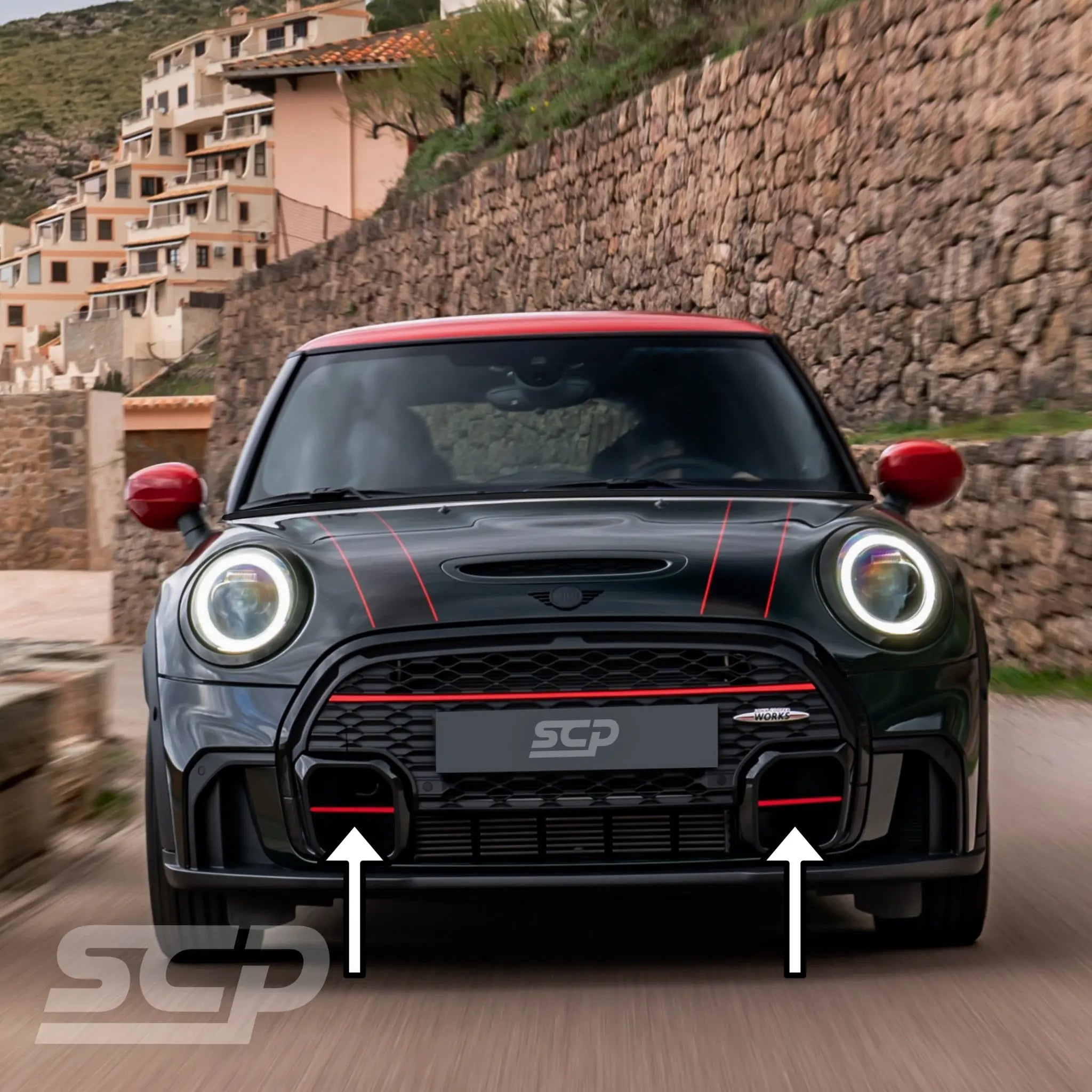 MINI F-Series JCW Lower Bumper Aperture Air Duct Cover SCP Automotive Red-LCI-2-2021-Present