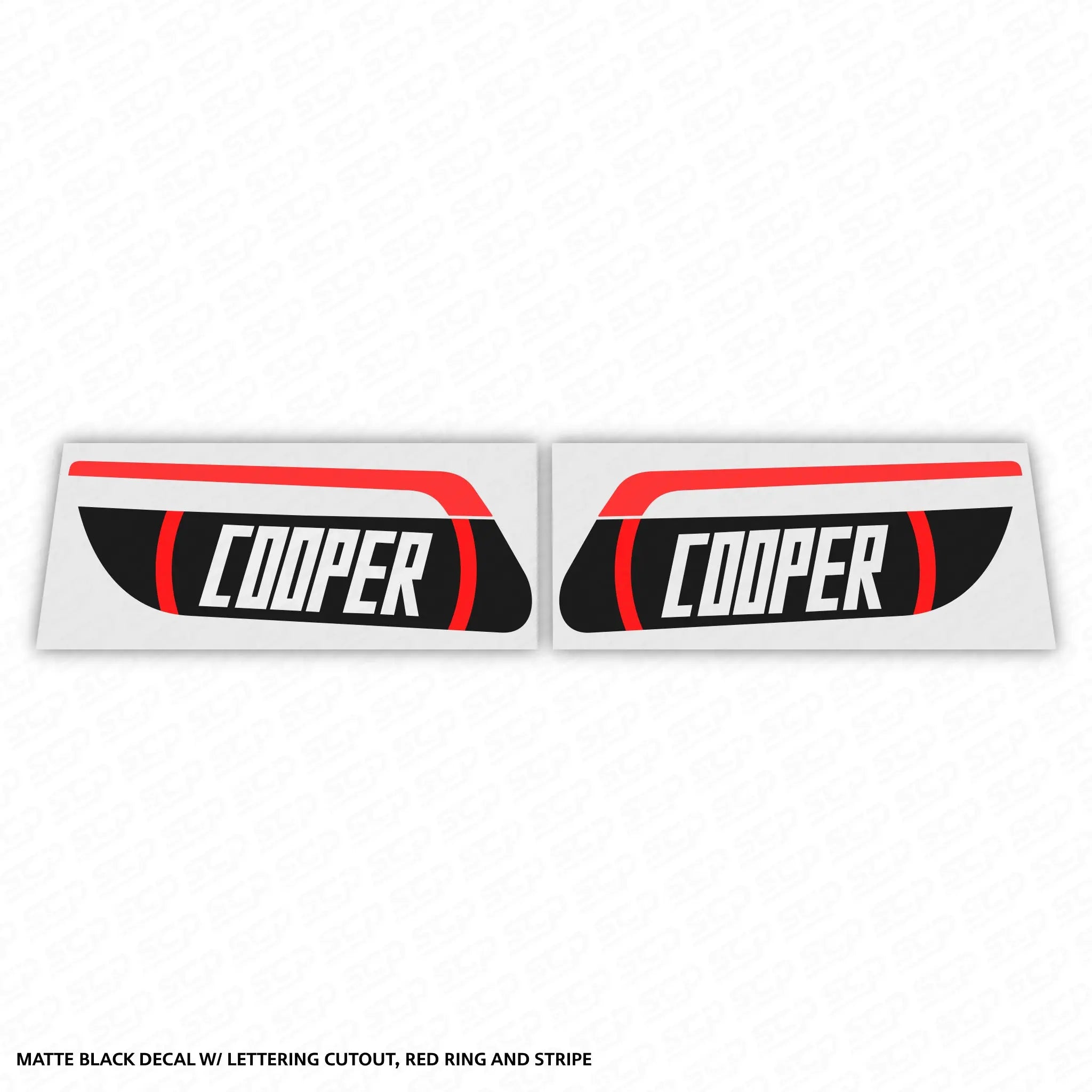 MINI F-Series LCI 2 Dynamic Sequential Indicator Faceplate Decal - Cooper SCP Automotive Matte-Black-Cooper-with-Red-Stripe-Cutout-Gloss-Bl