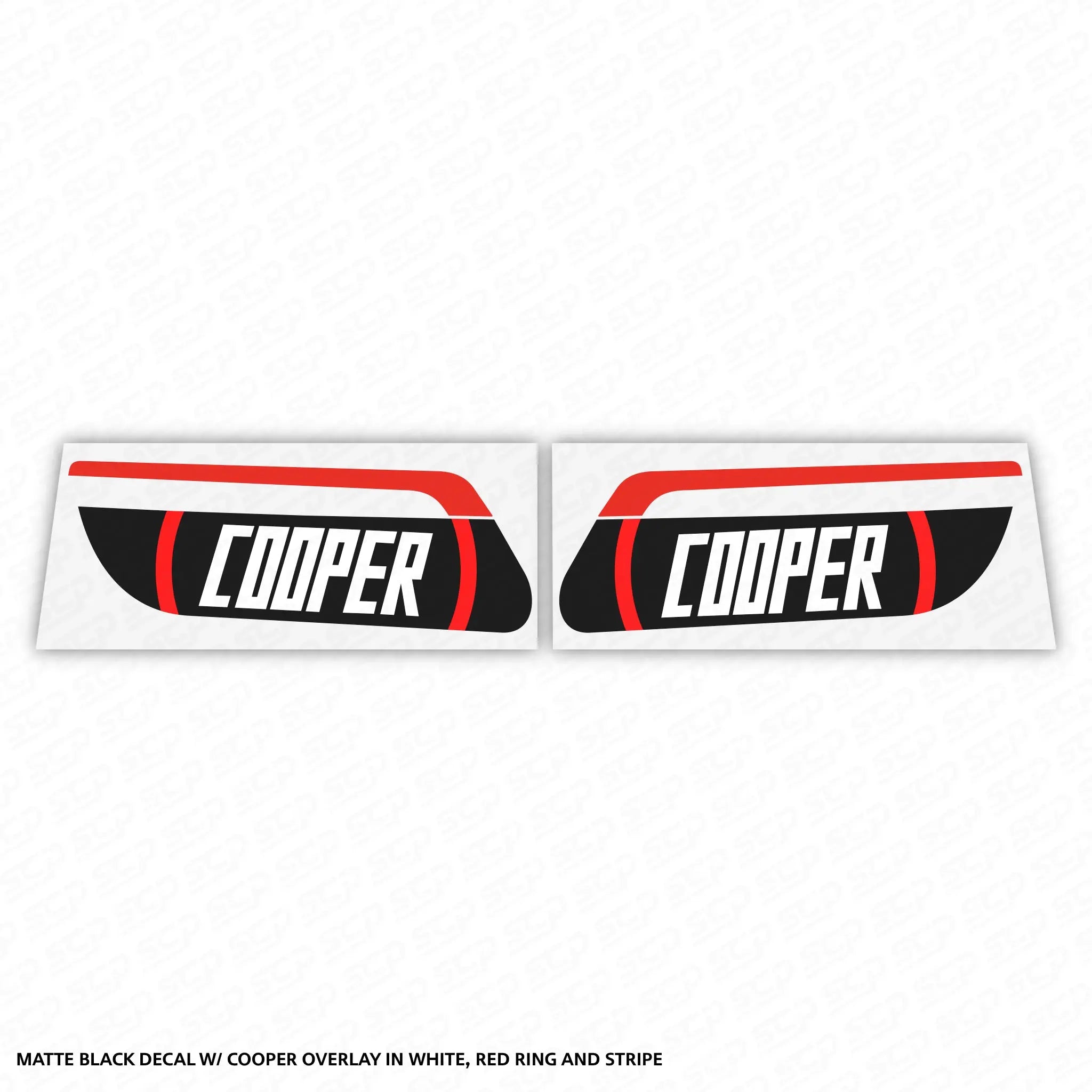 MINI F-Series LCI 2 Dynamic Sequential Indicator Faceplate Decal - Cooper SCP Automotive Matte-Black-Cooper-with-Red-Stripe-White-Lettering