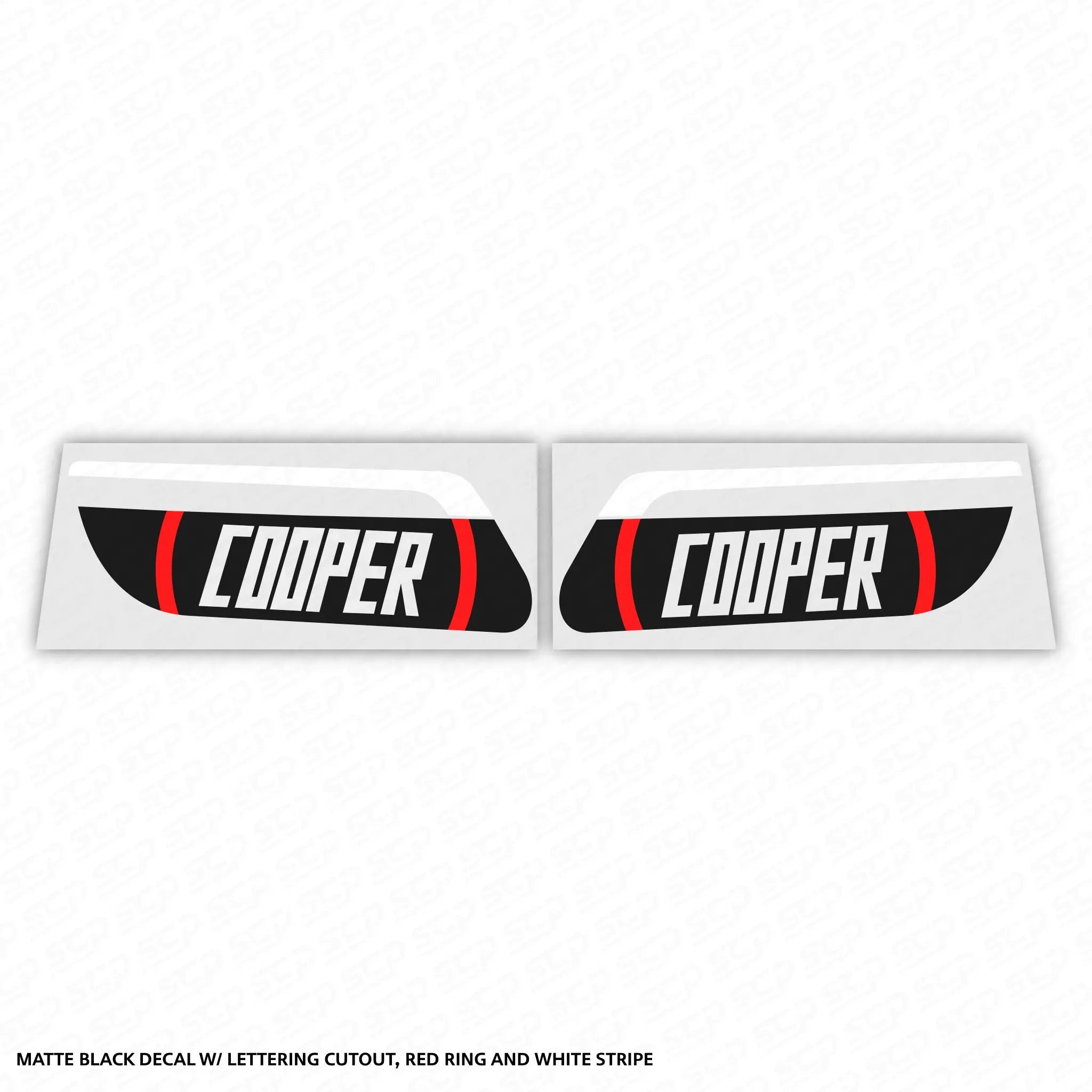 MINI F-Series LCI 2 Dynamic Sequential Indicator Faceplate Decal - Cooper SCP Automotive Matte-Black-Cooper-with-White-Stripe-Cutout-Gloss-