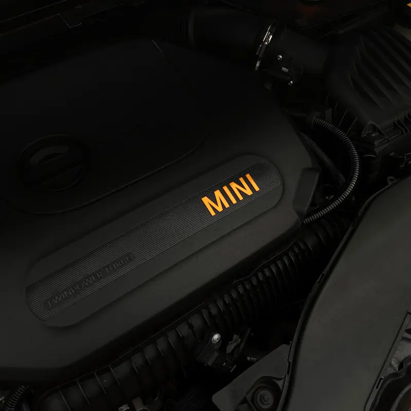 MINI F-Series LCI Engine Bay Lettering Decal SCP Automotive Volcanic-Orange