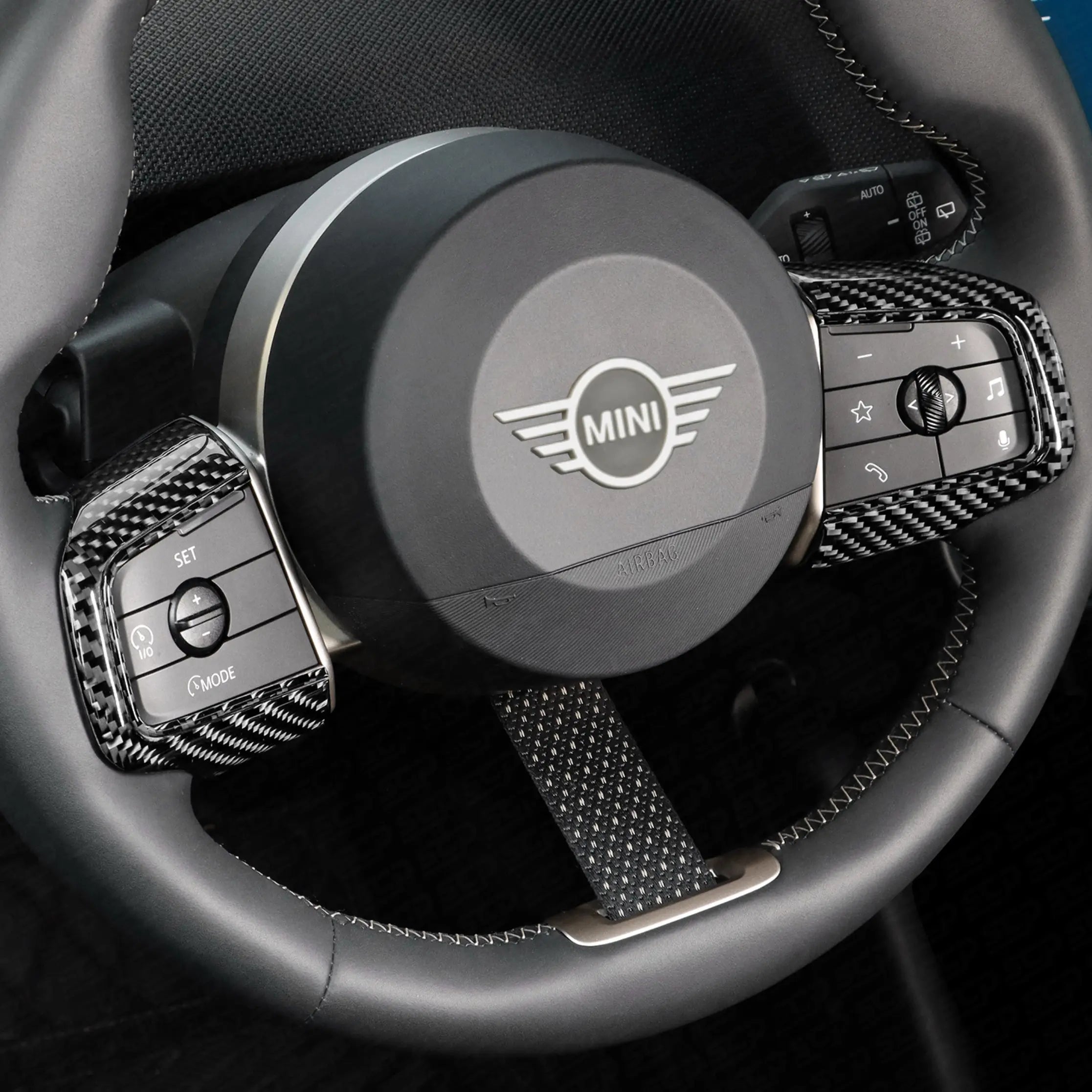 MINI Generation 4 Carbon Fibre Steering Wheel Spoke Overlays SCP Automotive