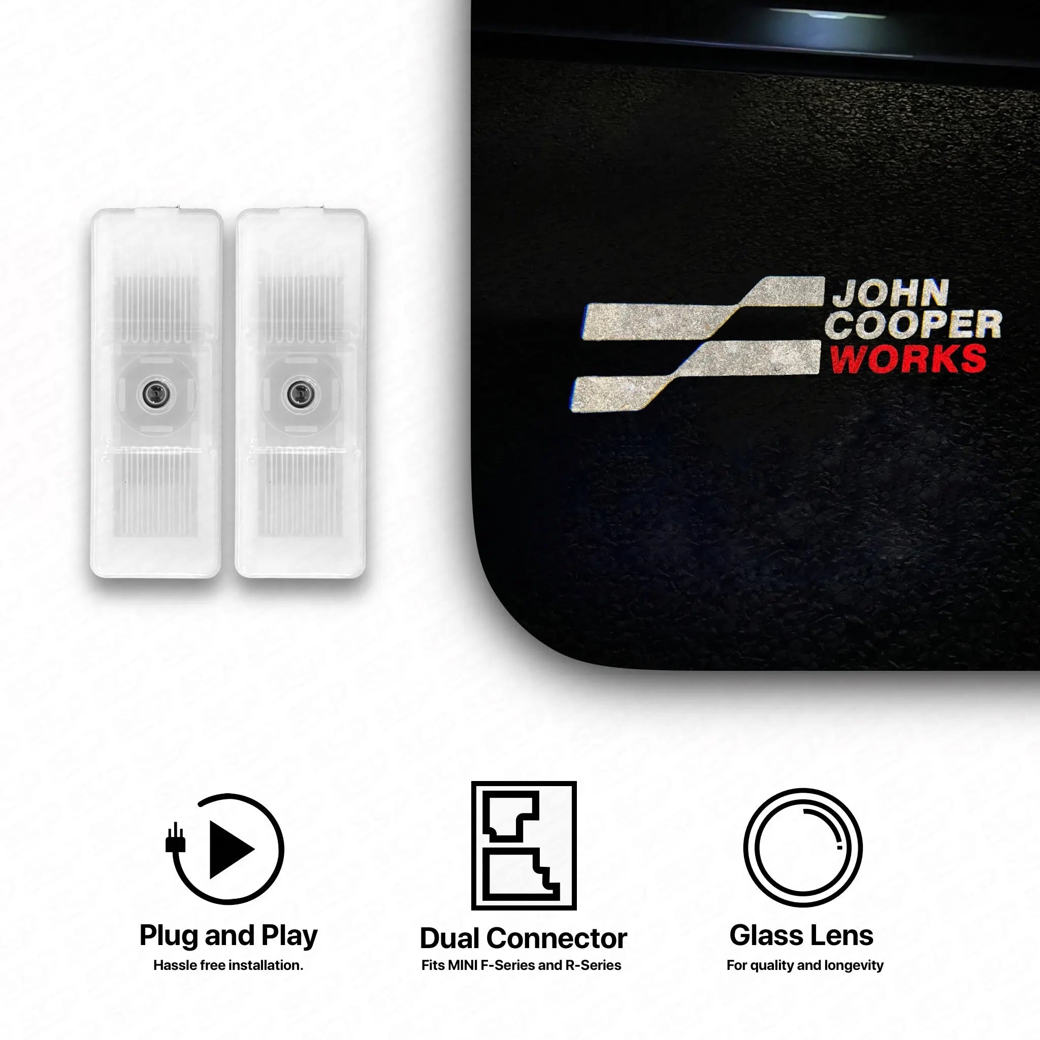 MINI LED Door Projector (Pair) - JCW Logo 2 SCP Automotive