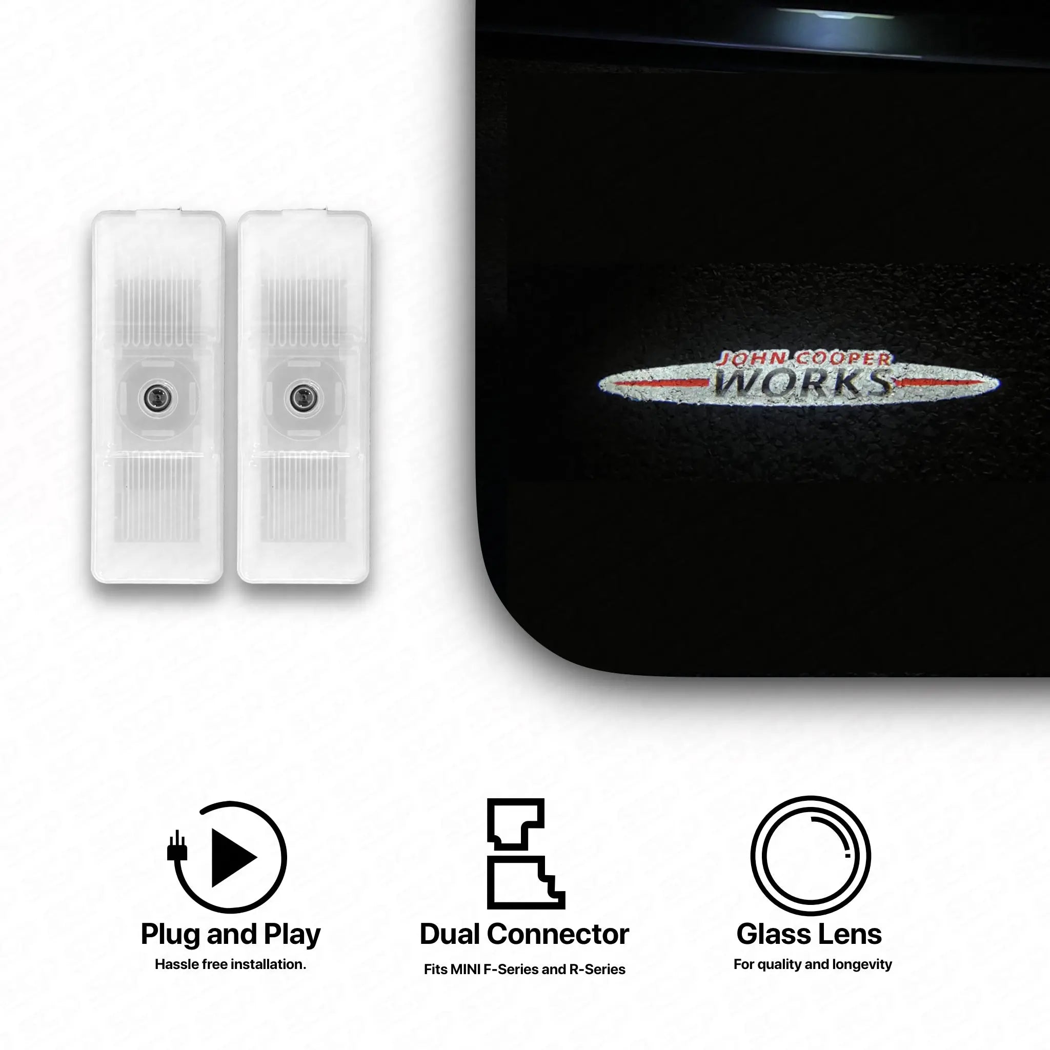 MINI LED Door Projector (Pair) - John Cooper Works (JCW) SCP Automotive