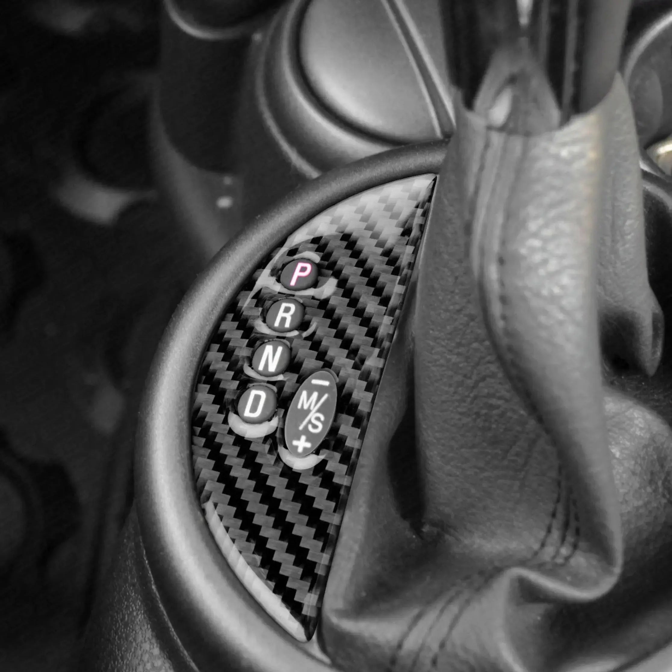 MINI R-Series Generation 1 Carbon Fibre Automatic Gear Shift Panel Overlay SCP Automotive