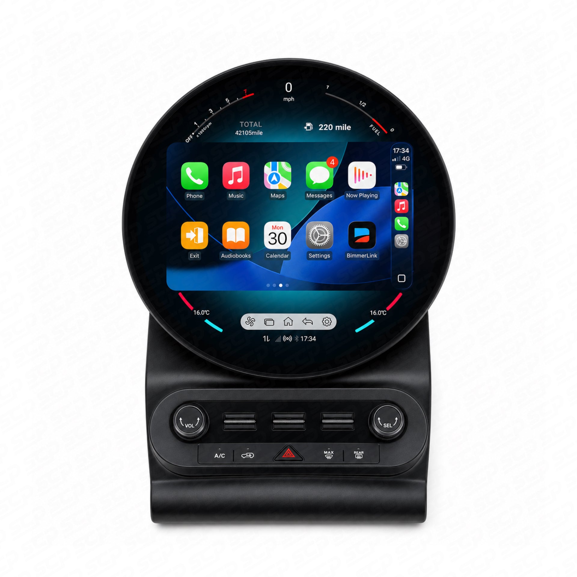 MINI F-Series Circular Touchscreen Display Upgrade with Apple CarPlay & Android Auto SCP Automotive