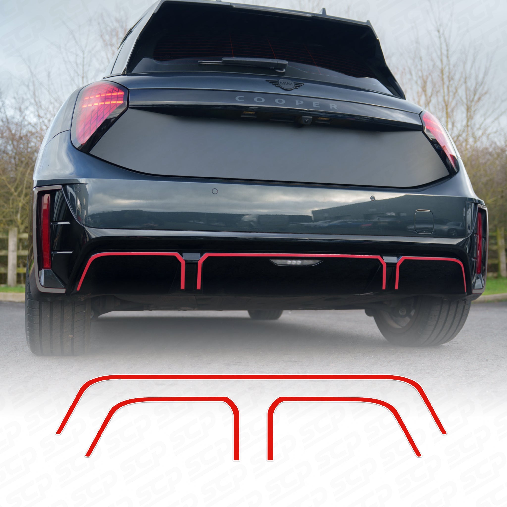MINI J01 Cooper Sport Rear Diffuser Concept Decal (3-Piece Set) SCP Automotive