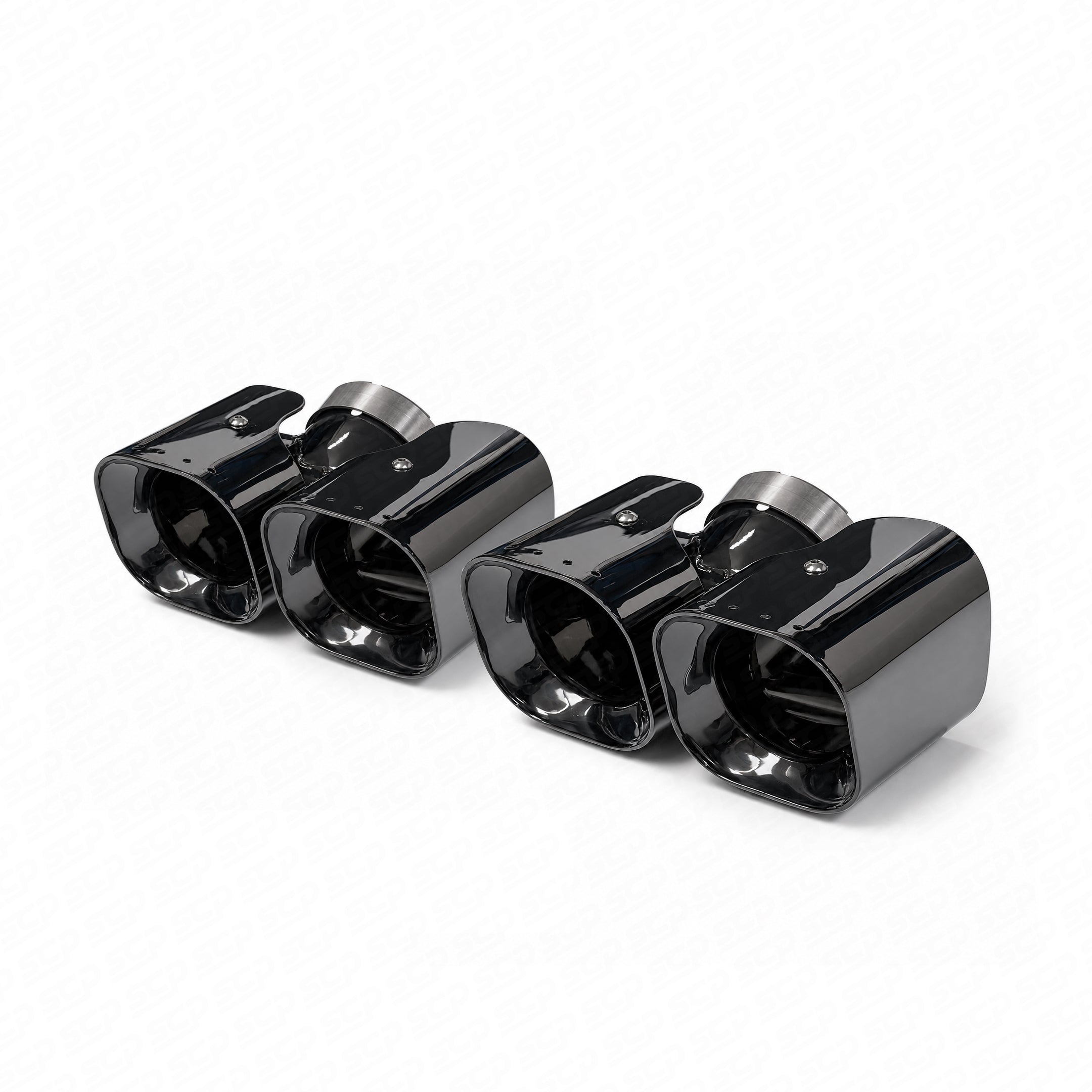 Land Rover Defender L663 Square Black Chrome Exhaust Tips