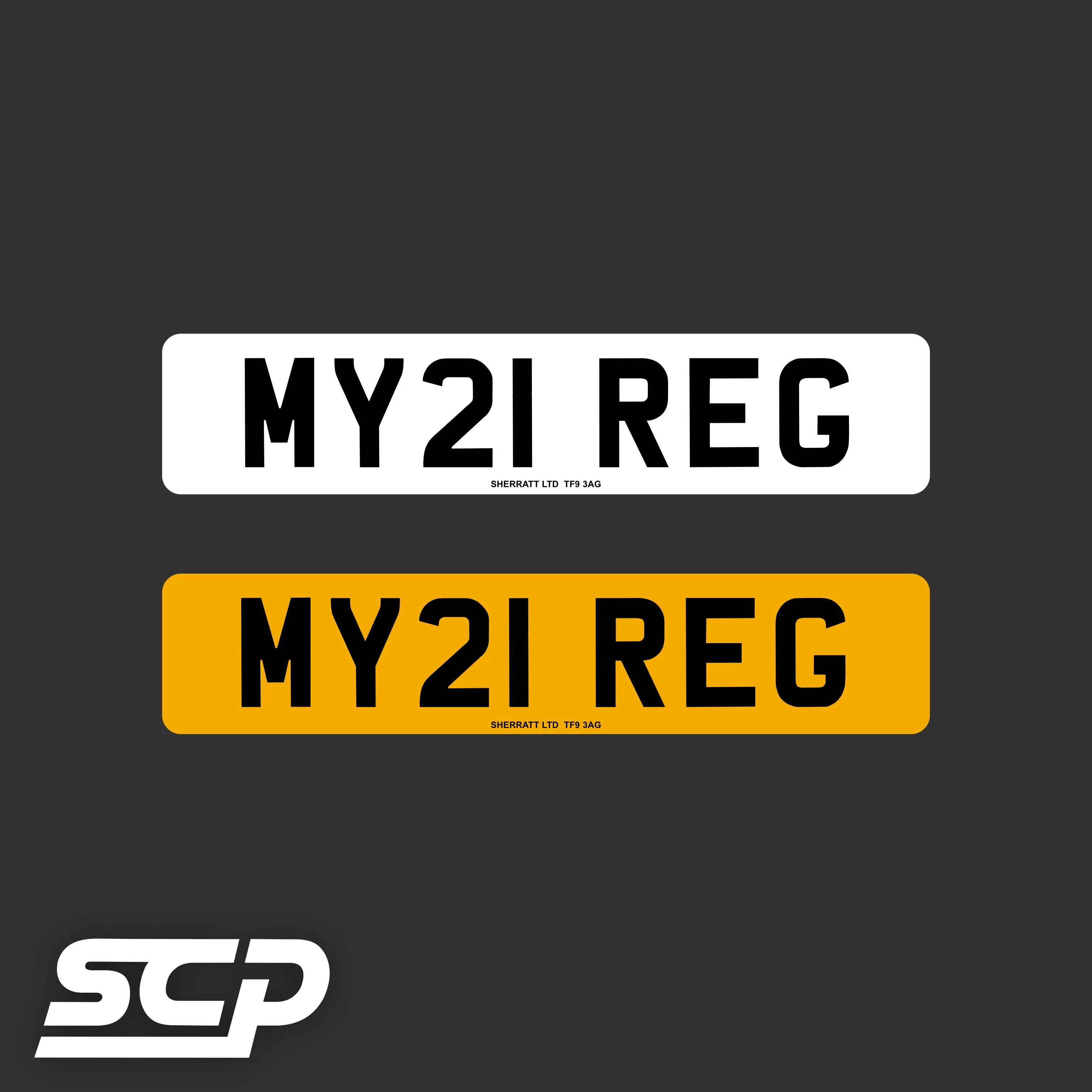 UK Standard Oblong Registration Licence Plate (520 x 111mm) SCP Automotive Front-and-Rear