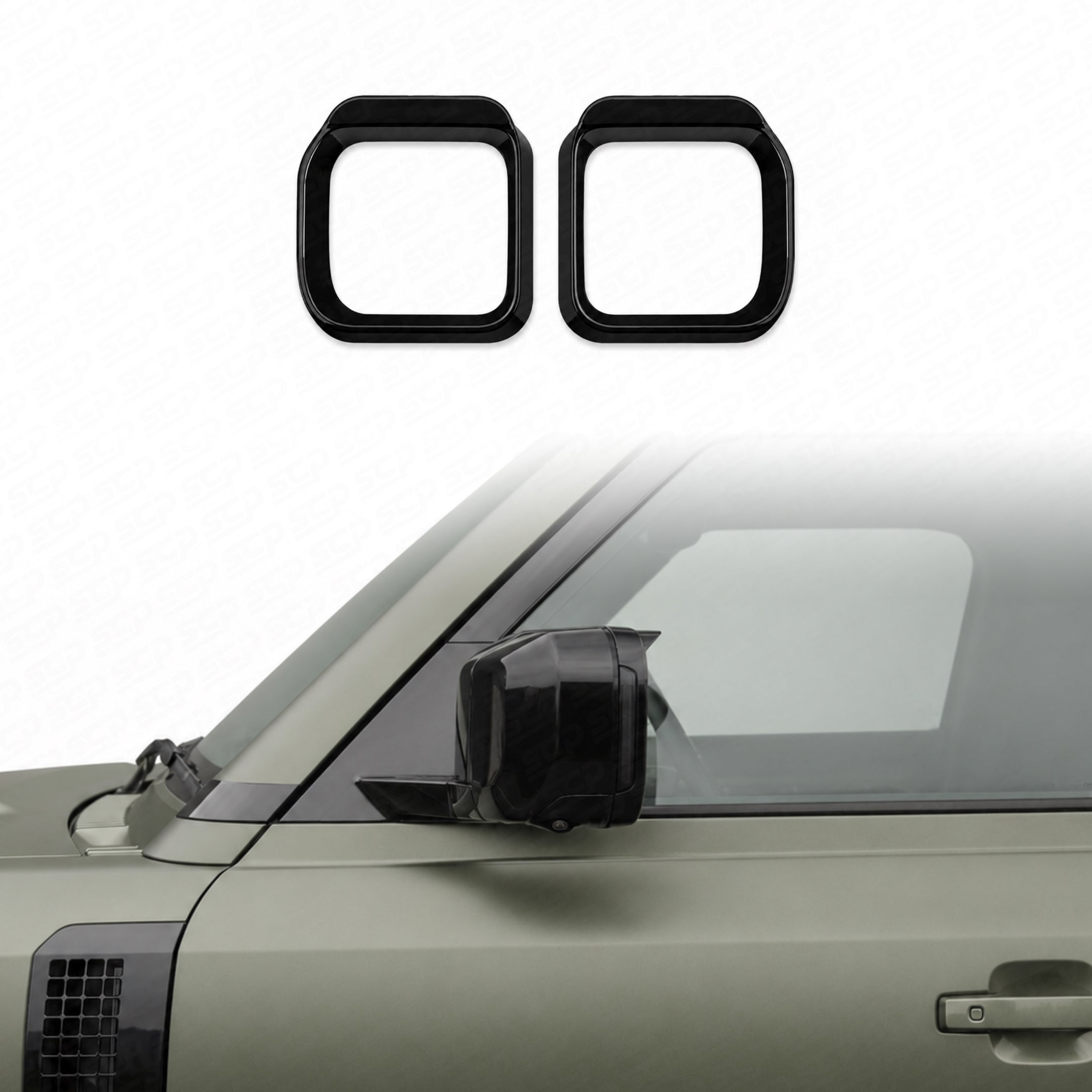 Land Rover Defender L663 Mirror Rain Guards (Pair) - Gloss Black SCP Automotive