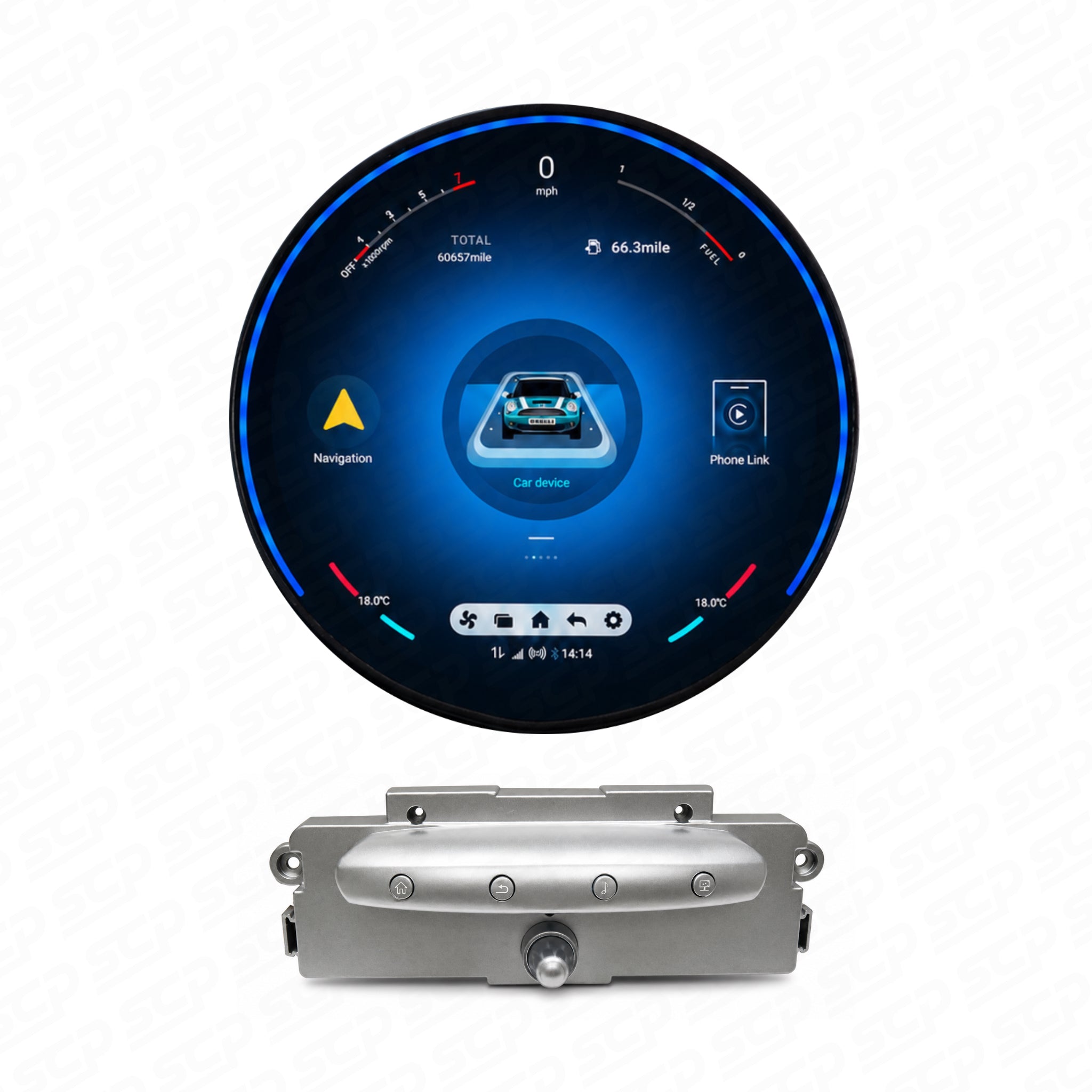 MINI R-Series Circular Touchscreen Display Upgrade with Apple CarPlay & Android Auto SCP Automotive