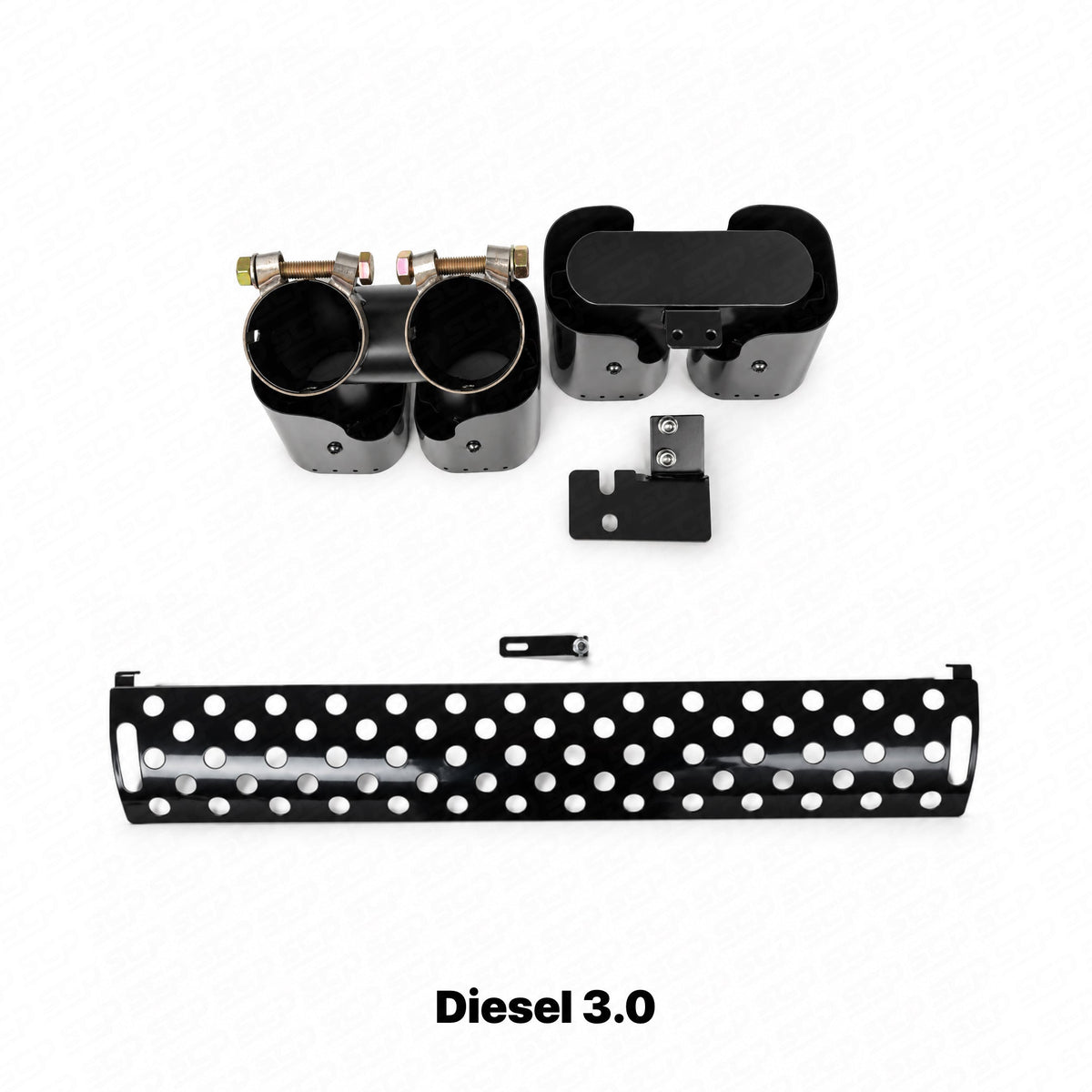 Land Rover Defender L663 Square Black Chrome Exhaust Tips SCP Automotive