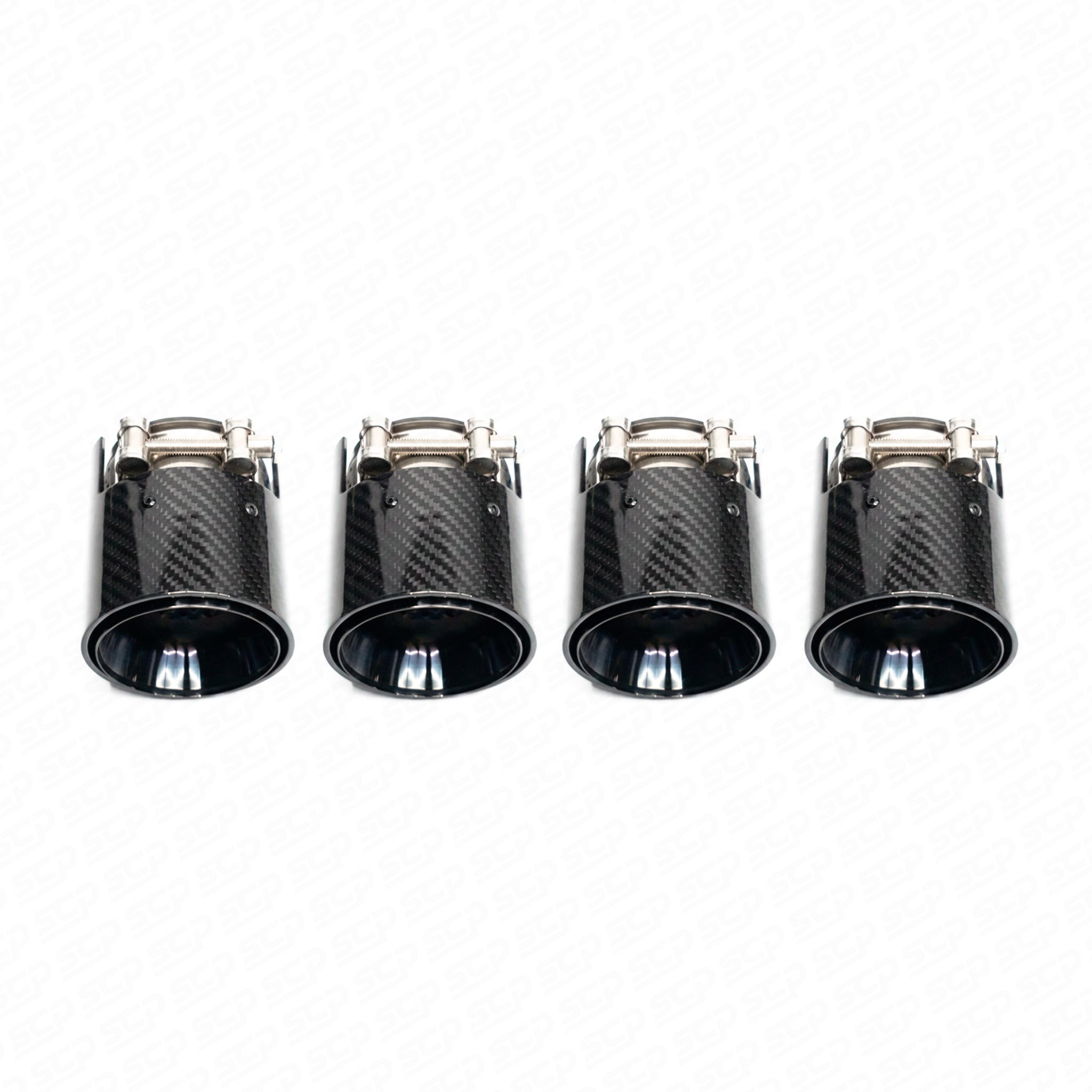 BMW F-Series Carbon Fibre Quad Exhaust Tips - M Style SCP Automotive