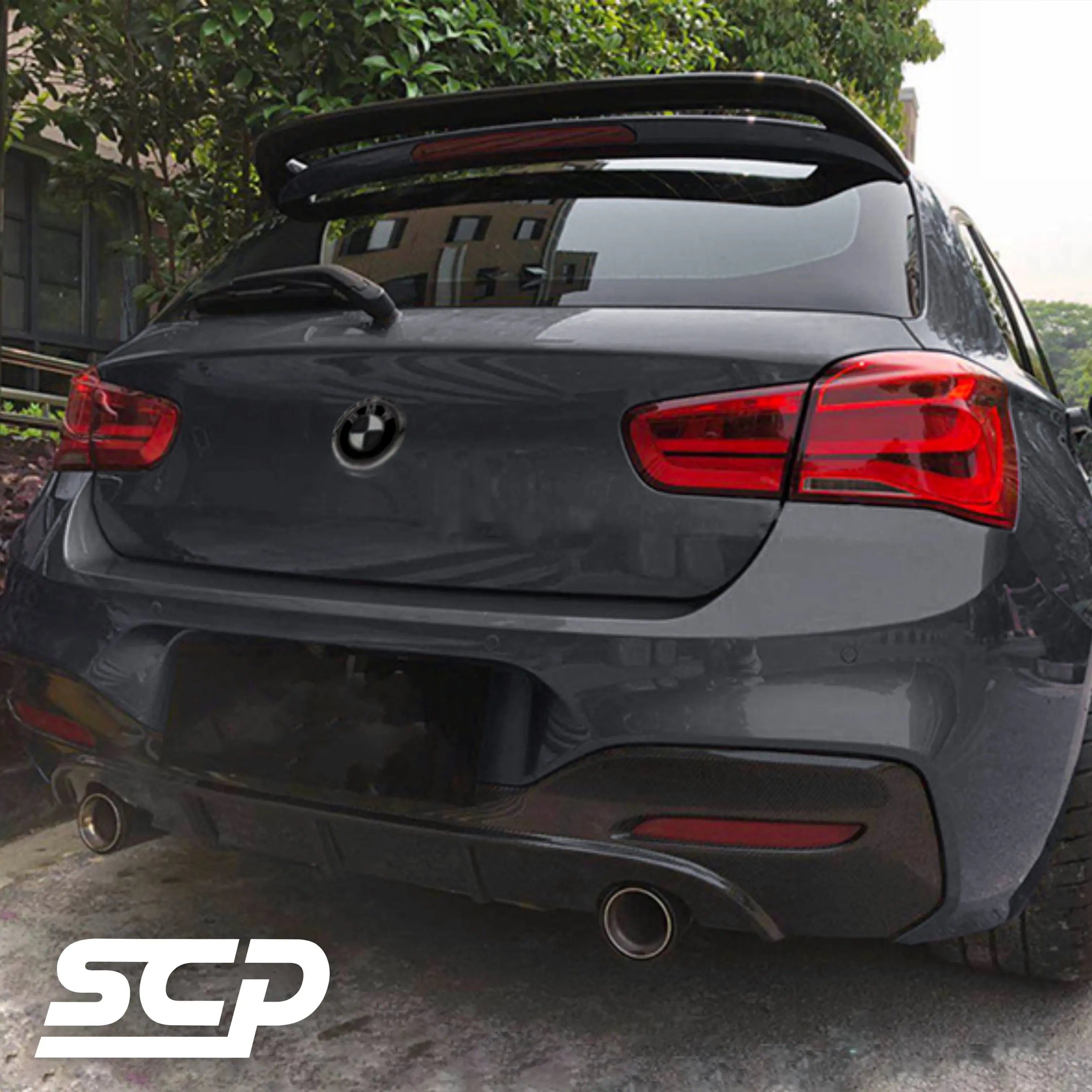 BMW 1-Series Carbon Fibre Rear Tube Spoiler Wing for F20, F21 SCP Automotive