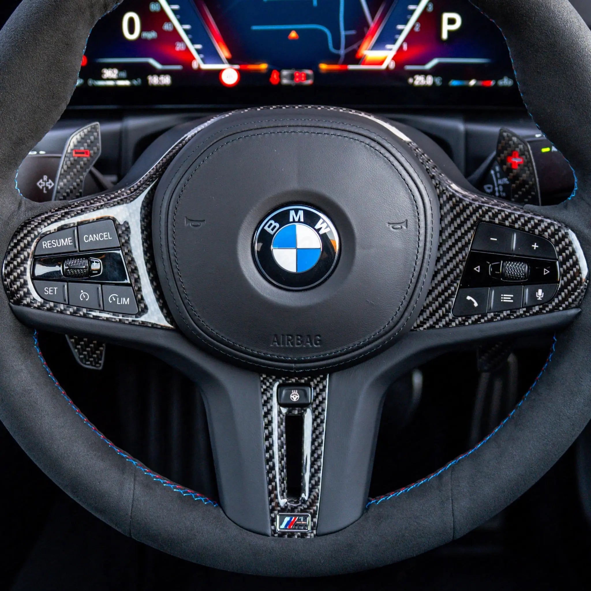 BMW G-Series Carbon Fibre Steering Wheel Replacement Trim SCP Automotive