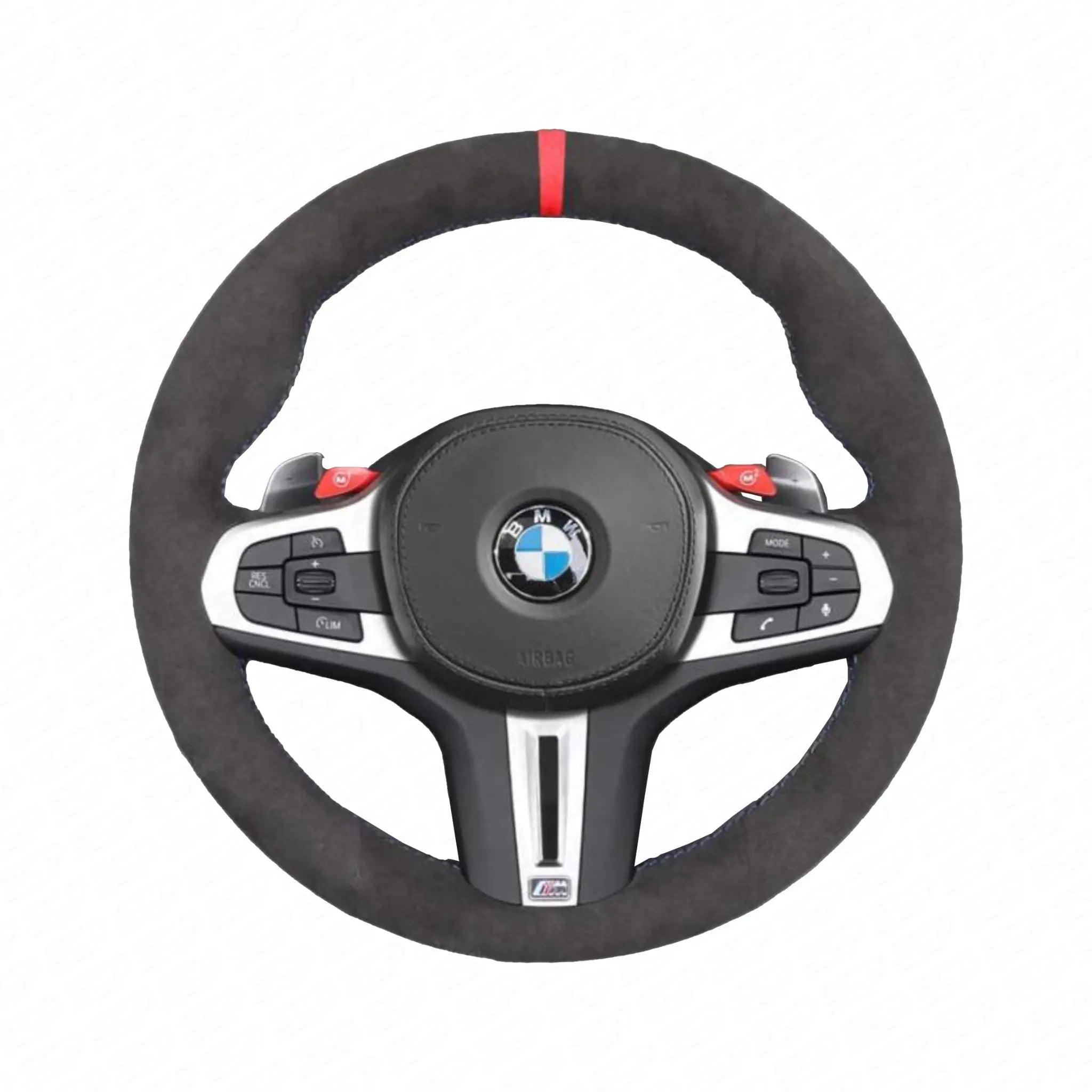 BMW G-Series M Performance Steering Wheel Cover (G8X) SCP Automotive Alcantara-Blue-Stripe-M-Stitching