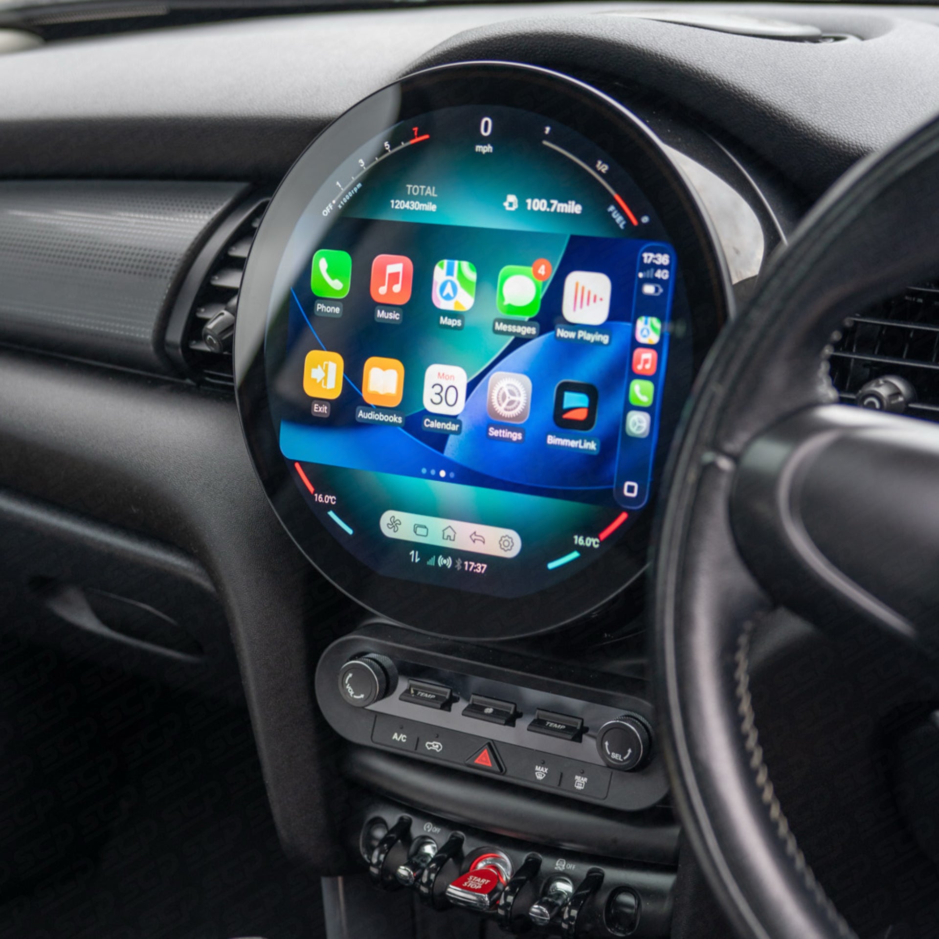MINI F-Series Circular Touchscreen Display Upgrade with Apple CarPlay & Android Auto
