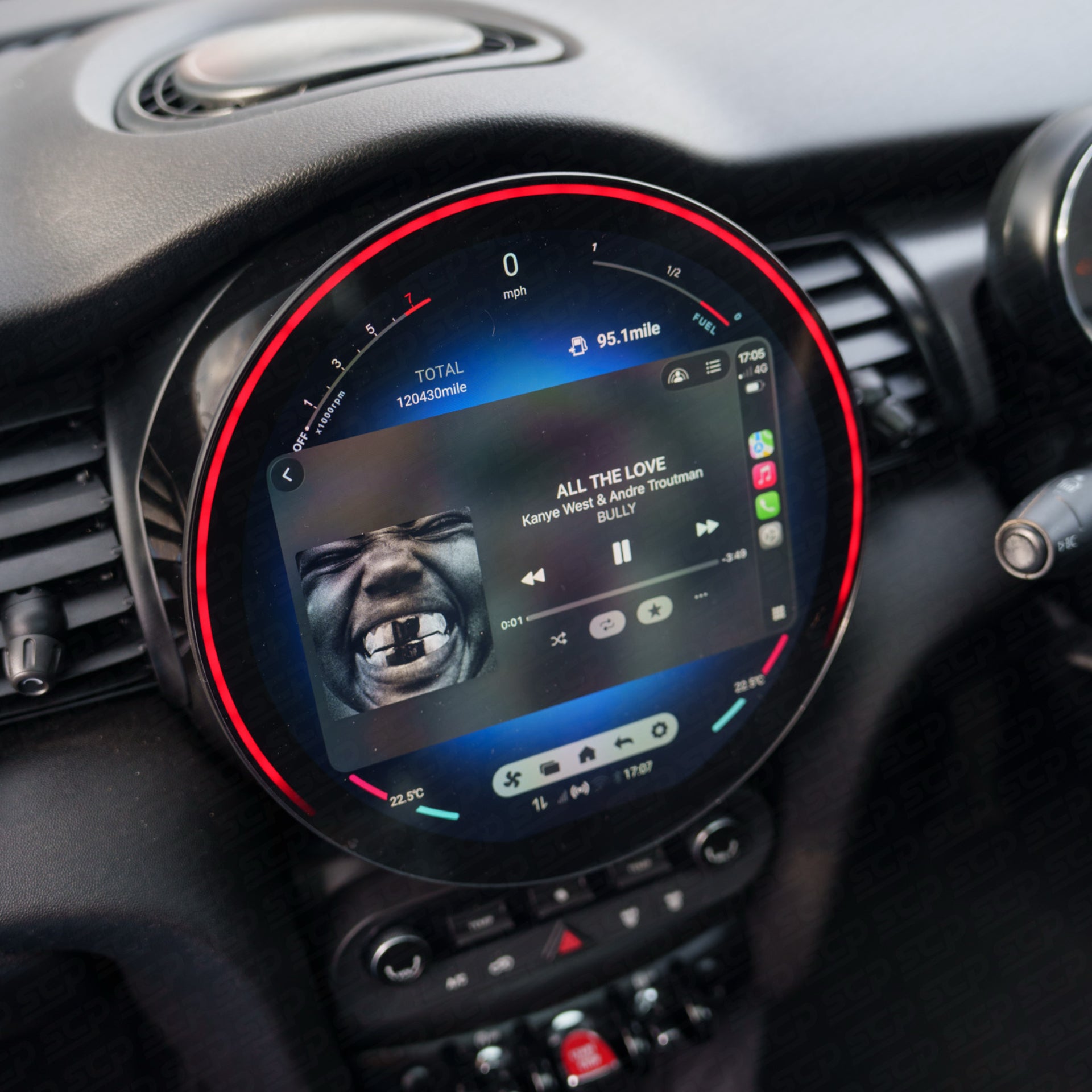 MINI F-Series Circular Touchscreen Display Upgrade with Apple CarPlay & Android Auto