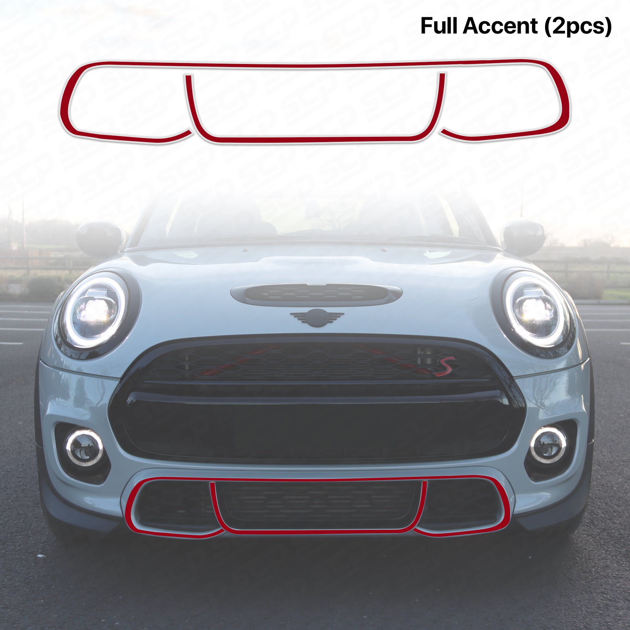 MINI F-Series JCW Front Lower Bumper Trim Accent Stripe Kit SCP Automotive
