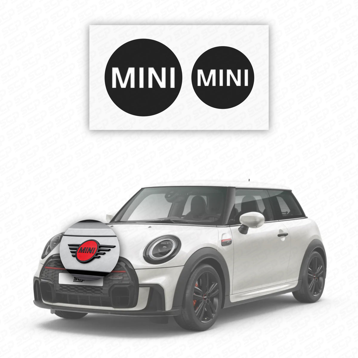 MINI Cooper Gloss Black WIngs NEW Logo Emblem Cover Front and Rear with  colored accent sticker - MINI Cooper Accessories + MINI Cooper Parts